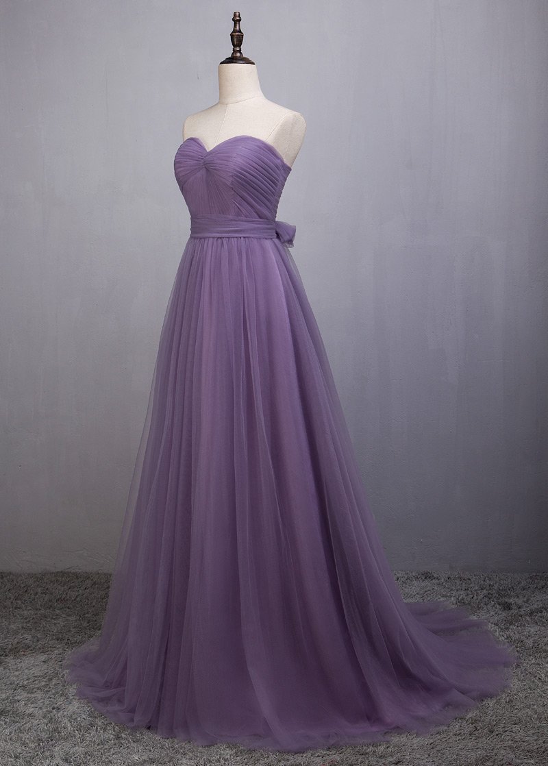 Strapless Prom Dress,dream Wedding Dress,purple Bridesmaid Dress ,custom Made