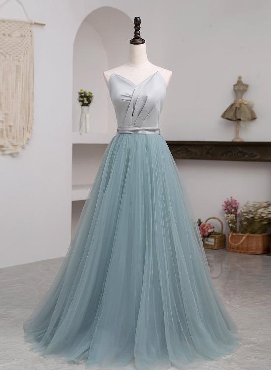 Strapless Prom Dress,blue Evening Dress,pretty Bridesmaid Dress ,custom Made