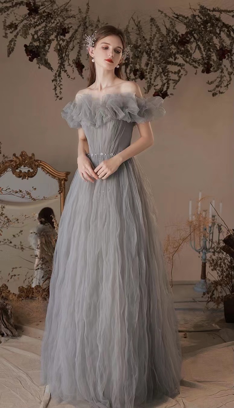 Off-the-shoulder Evening Dress, Fairy Dress, Halter Party , Princess Bridesmaid Dress,custom Made