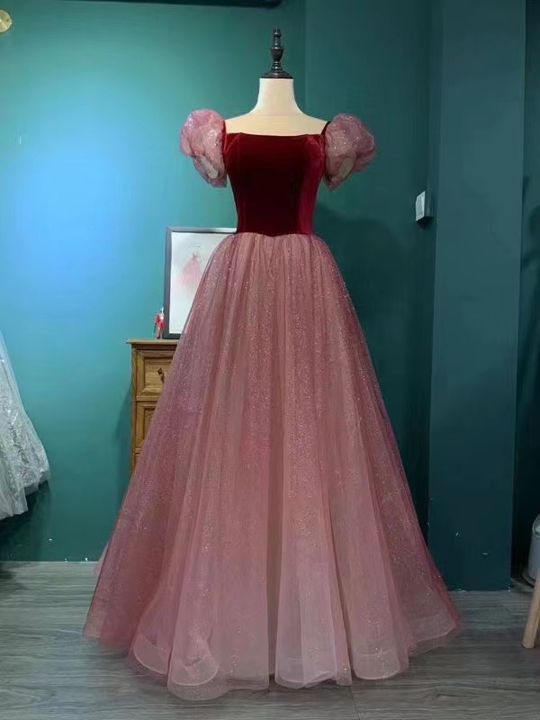 Off Shoulder Prom Dress,bubble Sleeve Party Dress,princess Evening Dress,custom Made