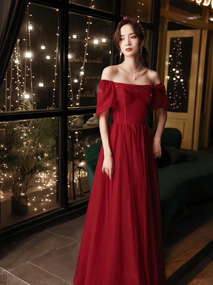 Red Prom Dress,off Shoulder Party Dress,pretty Evening Dress,custom Made