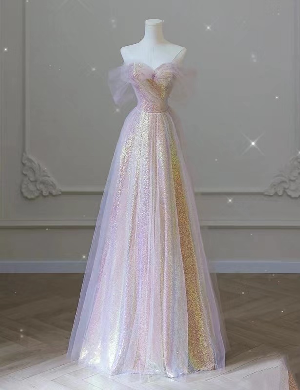 Off Shoulder Evening Dress,blush Pink Party Dress,fairy Prom Dress,custom Made