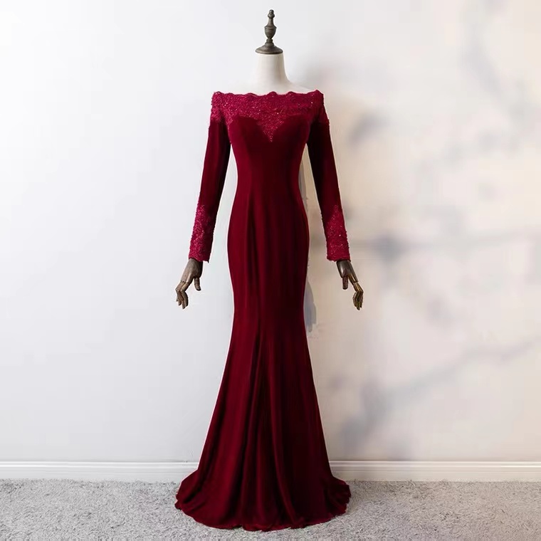 Burgundy Evening Dress,elegant Party Dress,off Shoulder Prom Dress,velvet Formal Dress,chic Bodycon Dress,custom Made