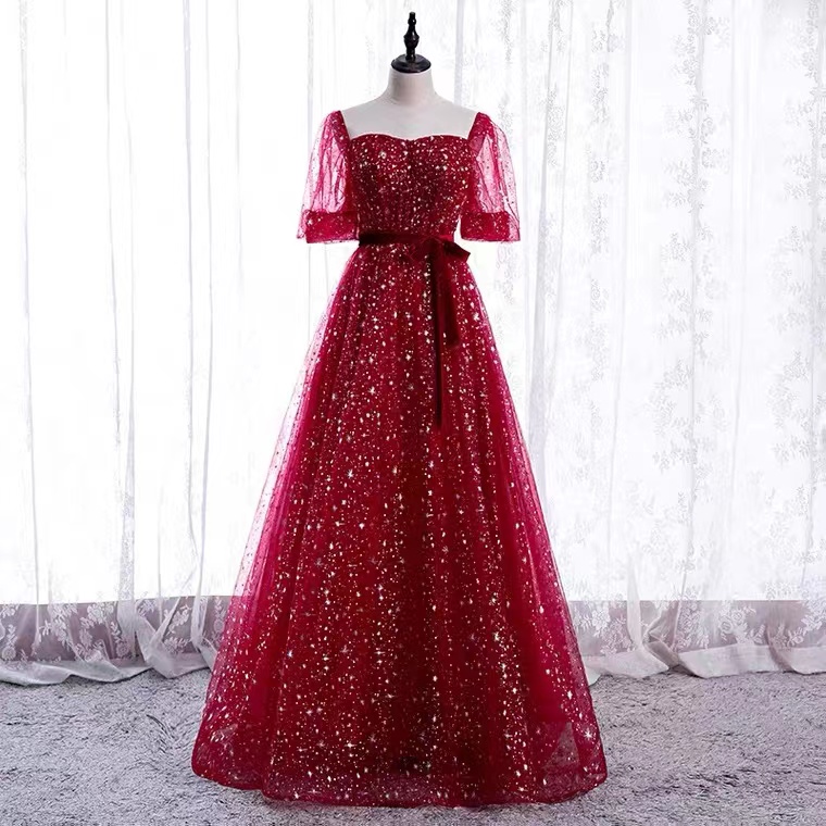 Off Shoulder Prom Dress,red Party Dress,fairy Glitter Evening Dress,custom Made