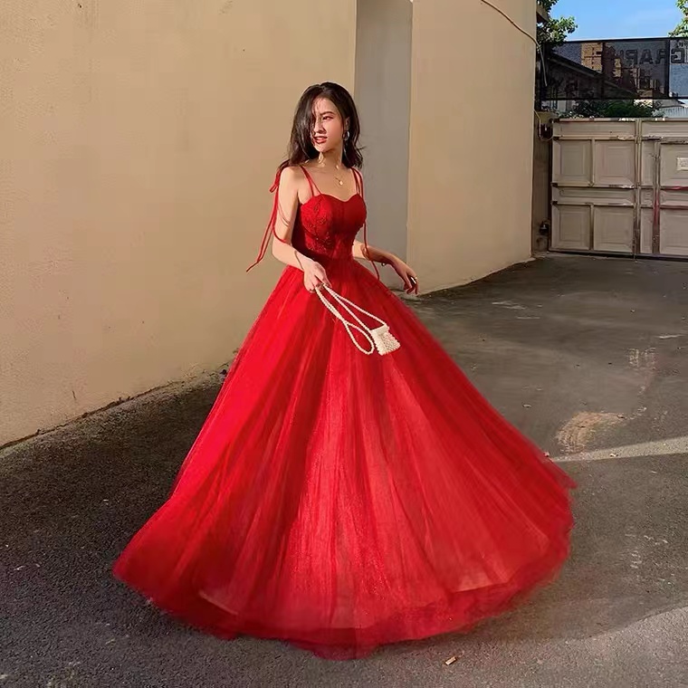 Spaghetti Strap Party Dress, Red Prom Dress, Fashionable Party Dress,sexy Evening Dress,custom Made