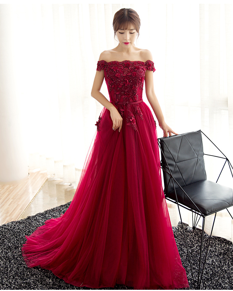 Off Shoulder Evening Dress,red Prom Dress,elegant Lace Dress,custom Made
