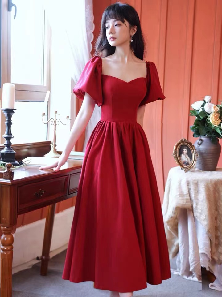 Red Evening Dress, Charming Prom Dress, Off Shoulder Party Dress,birght Birthday Dress,custom Made