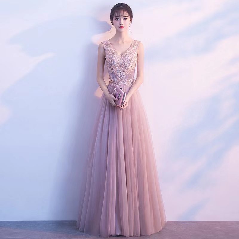 V-neck Prom Dress,pink Party Dress,cute Sweet Birthday Dress,custom Made