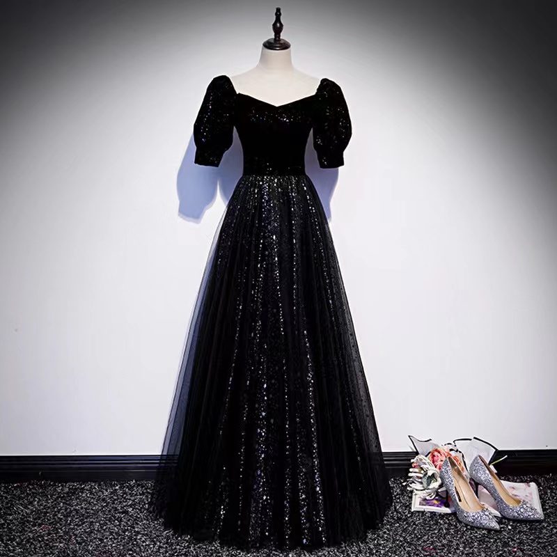 Starry Evening Dress, , Temperament Party Dress,little Black Prom Dress,custom Made