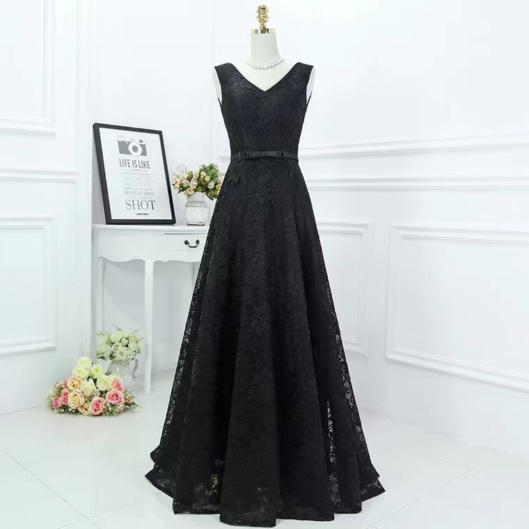 Sexy Party Dress, Black Party Dress, V-neck Lace Prom Dress,custom Made