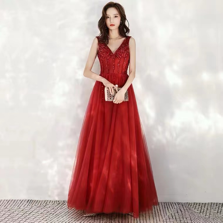 V-neck Prom Dress,red Dress, Sexy Evening Dress,custom Made