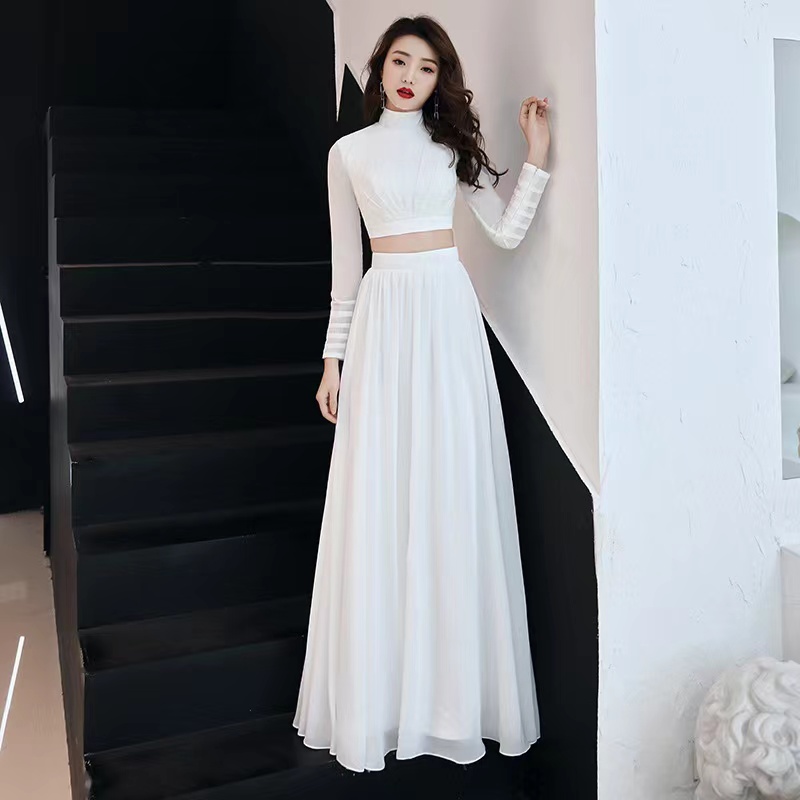 Two Piece Prom Dress,white Dress, Sexy Evening Dress,custom Made