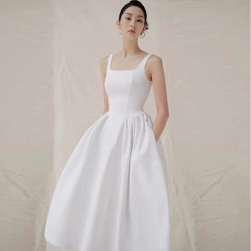Sexy Prom Dress,white Backless Party Dress, Spaghetti Strap Satin Evening Dress,custom Made