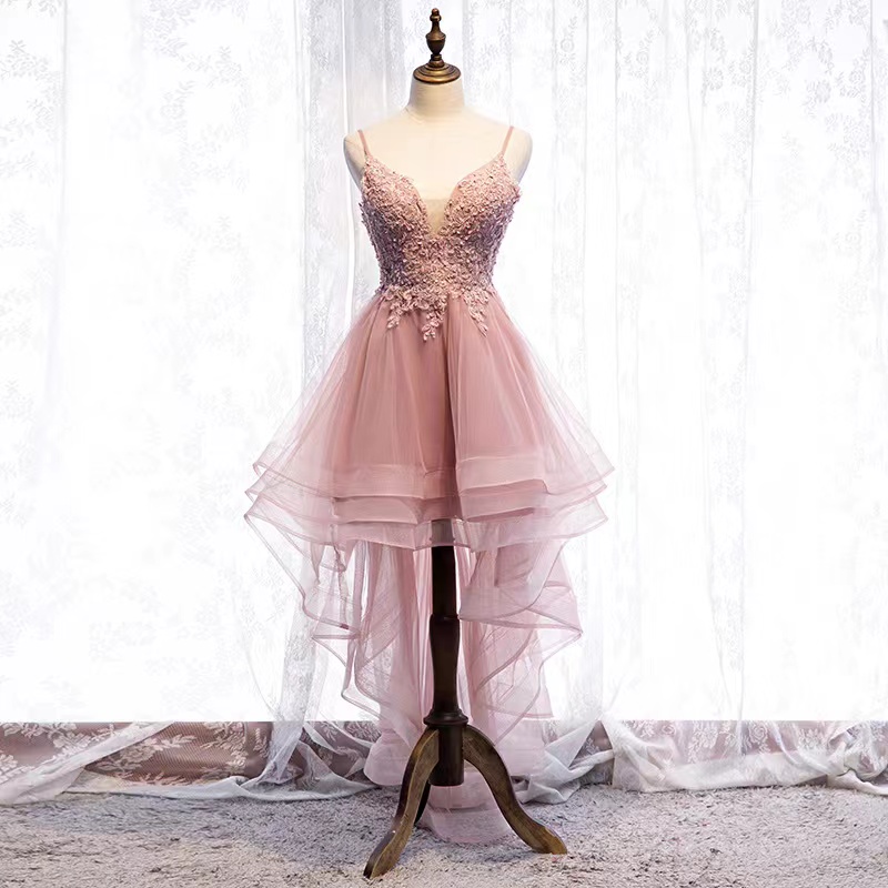 Pink Party Dress,tspaghetti Strap Homecoming Dress,cute Graduation Dress,high Low Birthday Dress,custom Made