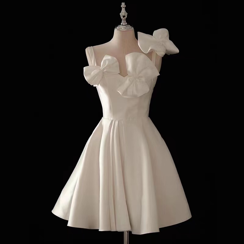 White Party Dress,cute Homecoming Dress,satin Graduation Dress,spaghetti Strap Prom Dress,custom Made