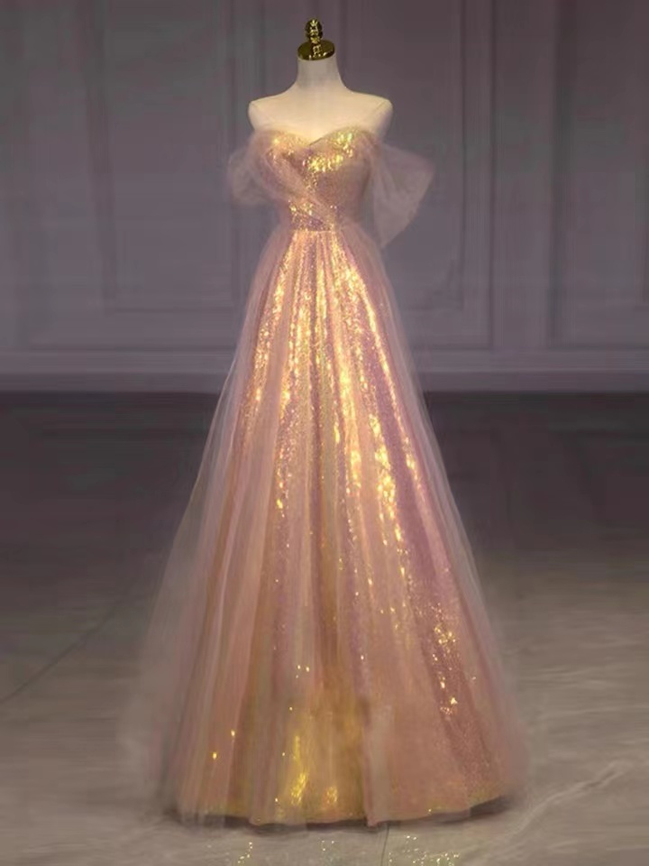 Amazing Off Shoulder Evening Dress, Light Luxury Prom Dress, Shining Fairy Party Dress,custom Made
