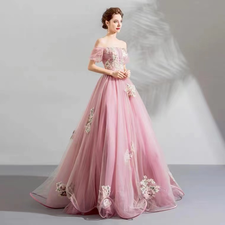 Off Shoulder Prom Dress，fairy Evening Dress,pink Party Dress,custom Made