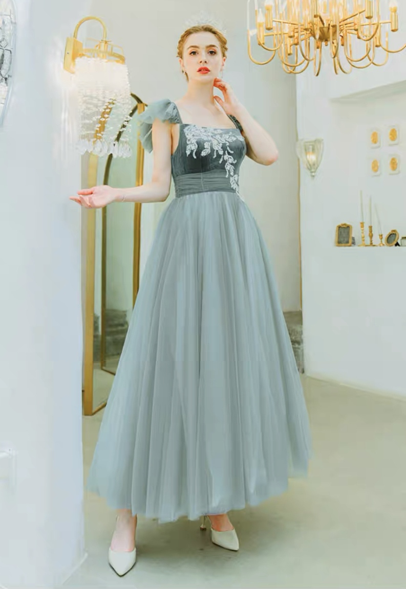 Light Blue Party Dress Fairy Prom Dress, Sweet Bridemaid Dress,custom Made
