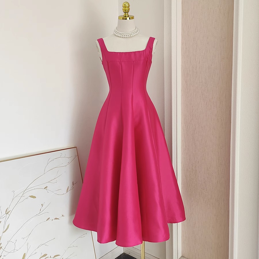 Rose Red Evening Dresscute Homecoming Dress,sweet Party Dress,somple Midi Dress,charming Graduation Dress,custom Made