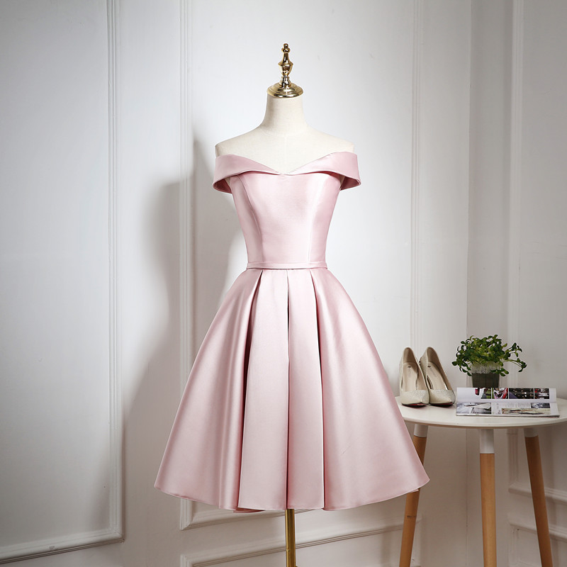 Off Shoulder Evening Dress,pink Homecoming Dress, Cute Party Dress,simple Birthday Dress,custom Made