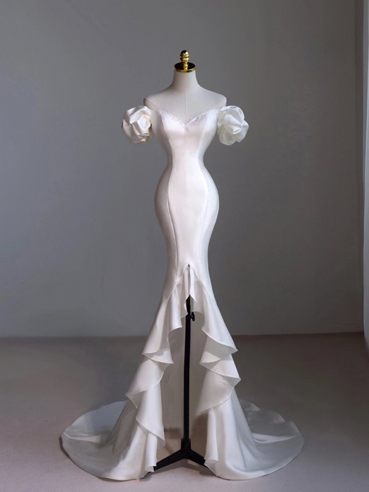 Off Shoulder Bridal Dress,white Wedding Dress,bodycon Bridal Dress,sexy Wedding Dress,custom Made