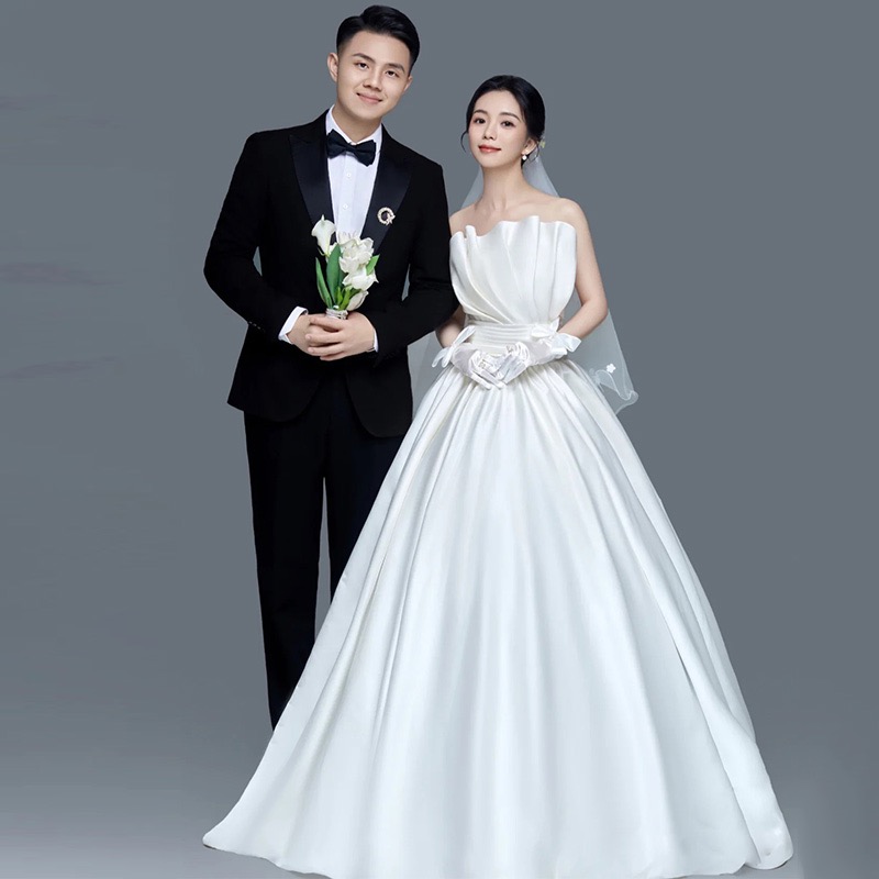 Strapless Bridal Dress,white Wedding Dress,elegant Wedding Dress,custom Made