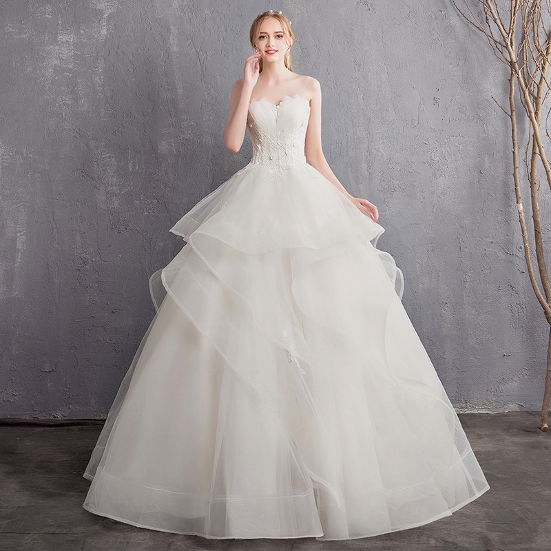 Strapless Bridal Dress,white Wedding Dress,tulle Bridal Dress,chic Ball Gown Wedding Dress,custom Made