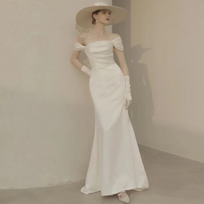 Off Shoulder Bridal Dress,white Wedding Dress,bodycon Bridal Dress,,custom Made