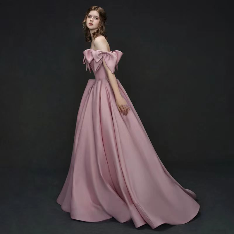 custom made graduation dresses Satin Evening Dress,pink Prom Dress,off Shoulder Party Dress,charming  Graduation Dress,custom Made