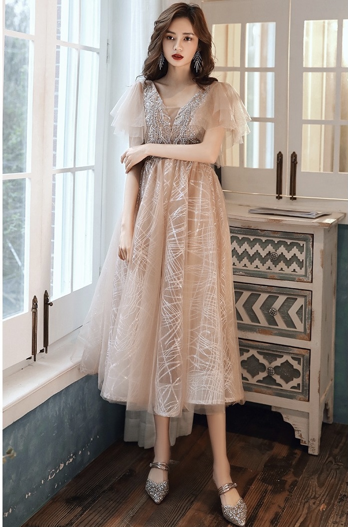 Champagne Evening Dress, Birthday Bridesmaid Dress, Fairy Party Dress,custom Made