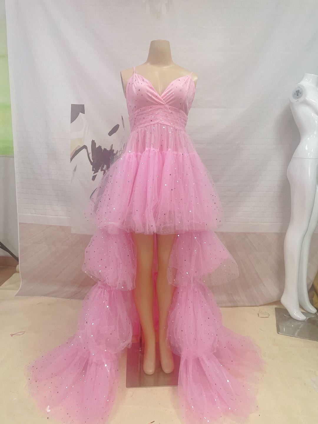 Spaghetti Strap Prom Dress，fairy Evening Dress,cute Party Dress,high Low Birthday Dress,custom Made