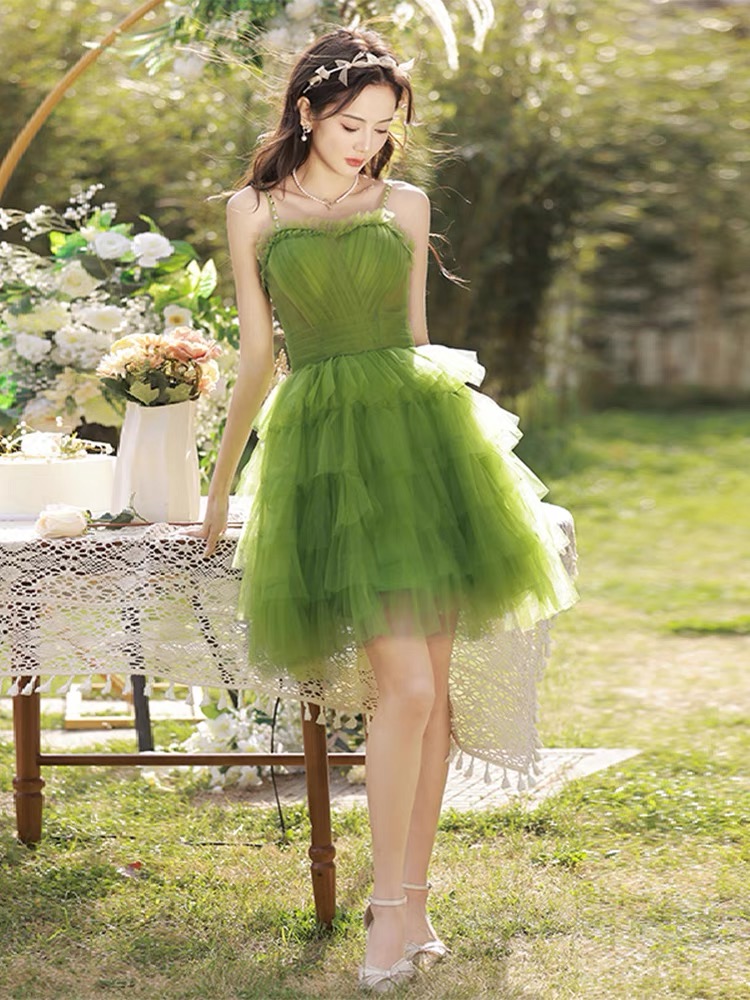 Fresh Green Evening Dress, Cute Birthday Party Dress, Halter Homecoming Dress,custom Made