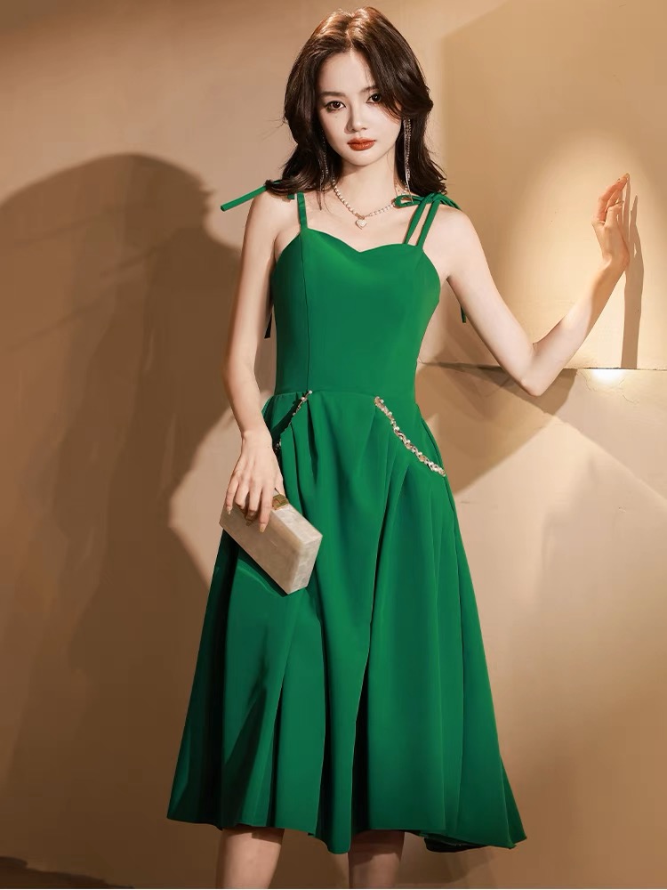 Spaghetti Strap Party Dress,cute Prom Dress,green Evening Dress,custom Made