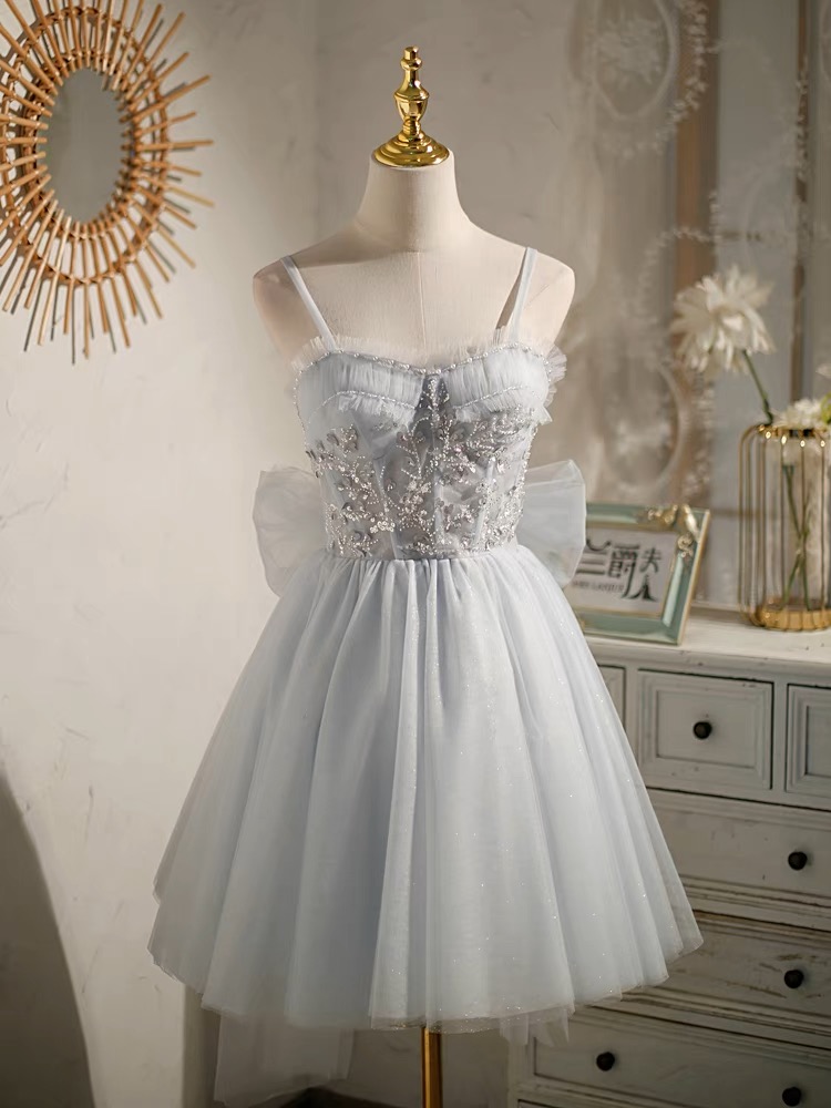 Off Shoulder Prom Dress，gray Evening Dress,cute Party Dress,fairy Homecoming Dress,custom Made