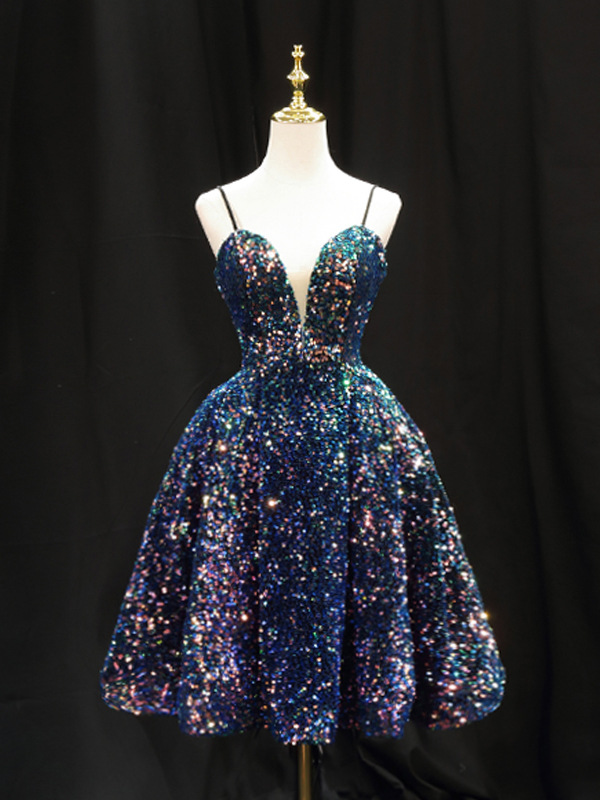 Sparkly Birthday Dress, Halter Pompadour Dress, Sequined Homecoming Dress,sexy Party Dress,custom Made