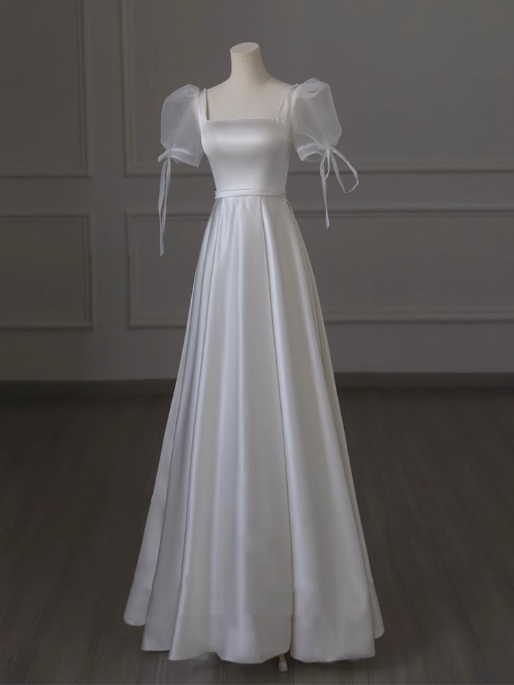Cute Party Dress,off Shoulder Evening Dress,white Prom Dress,custom Made
