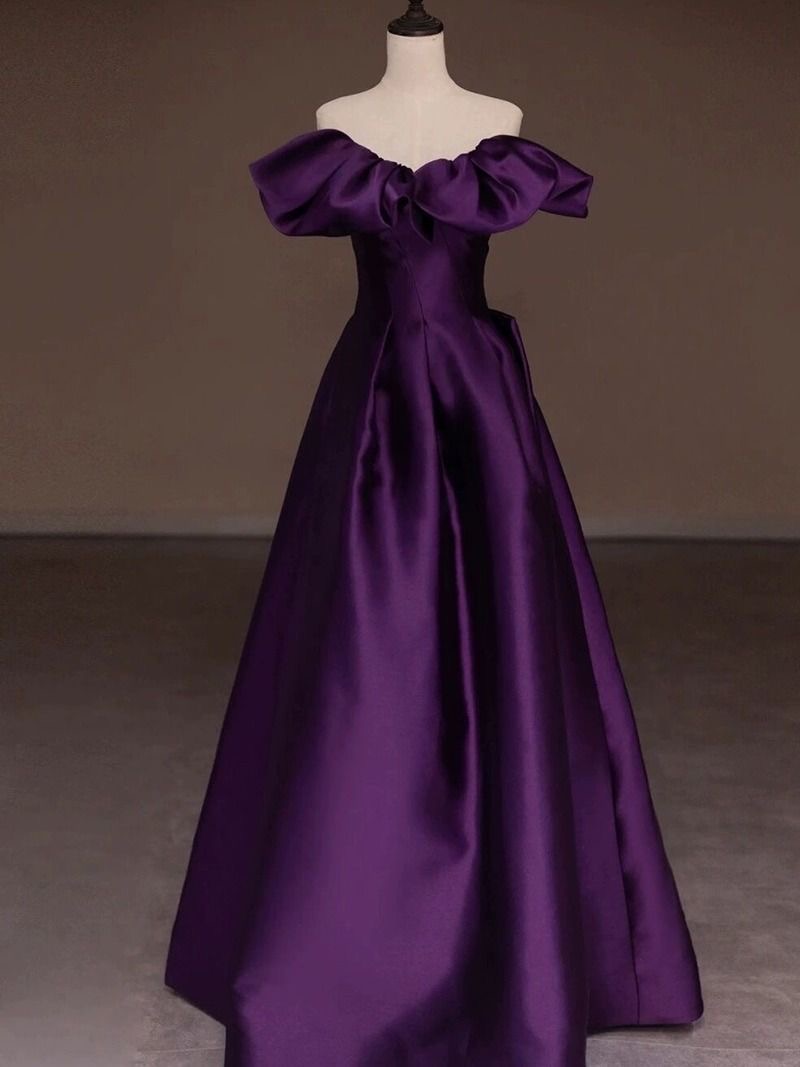violet party dress One Shoulder Chiffon Purple Short Party Dress