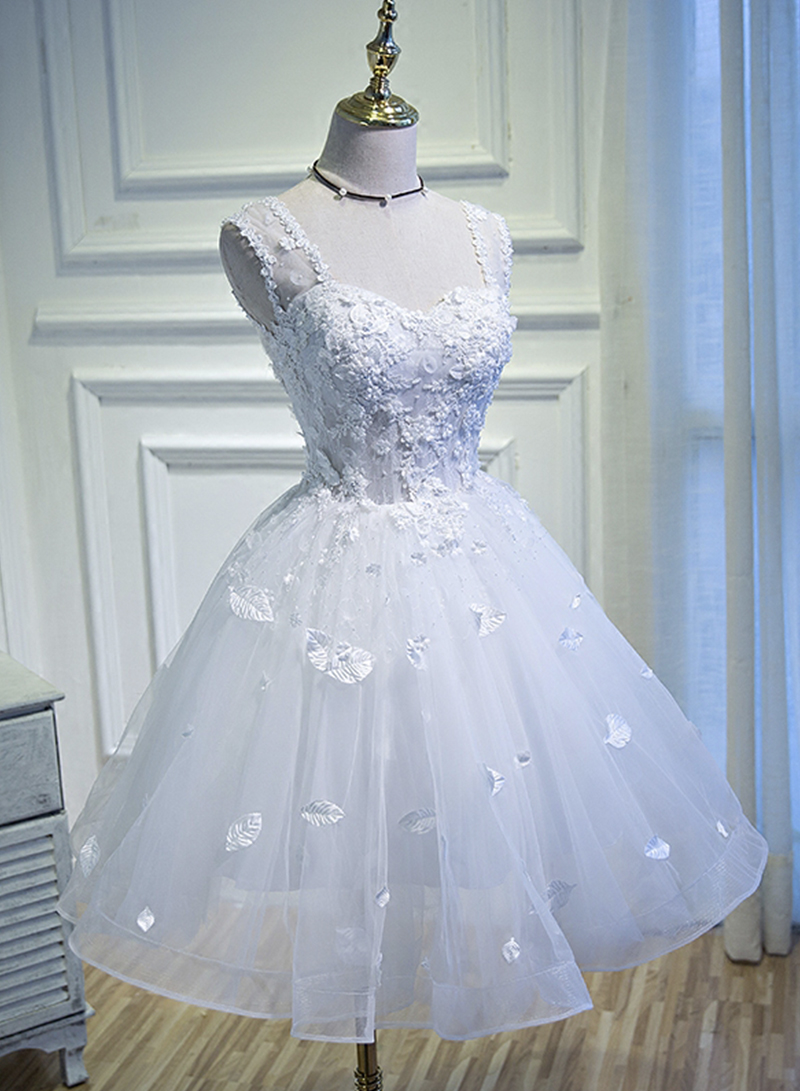 White Short Prom Dress,lace Homecoming Dress,cute Graduation Dress,custom Made