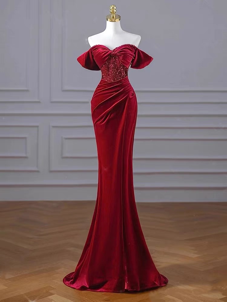 Off Shoulder Evening Dress, Red Party Dress,sexy Prom Dress,sequin Bodycon Dress,custom Made