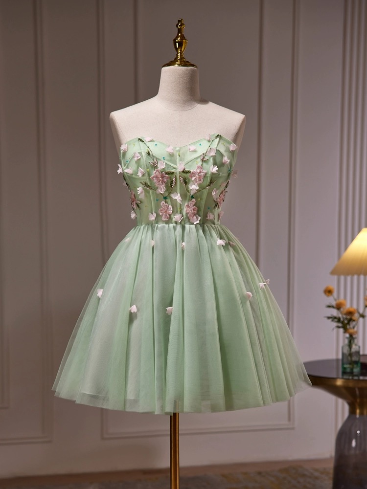 Enchanted Garden Embellished Tulle Party Dress In Spring Green