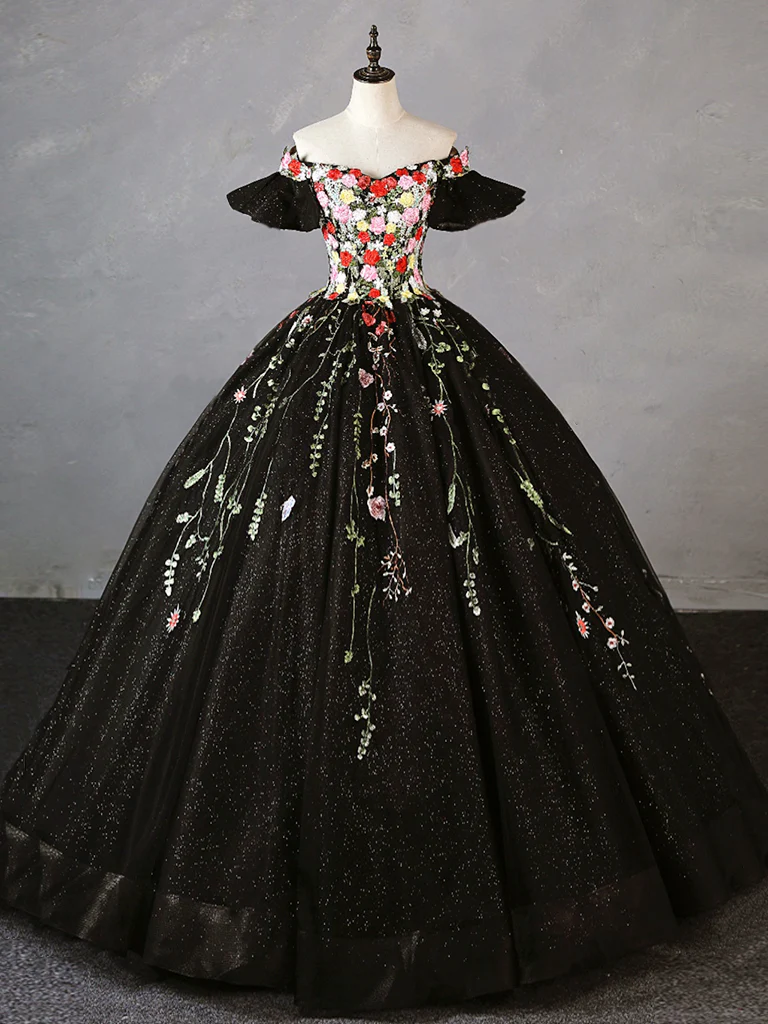 Ethereal Midnight Garden Ball Gown