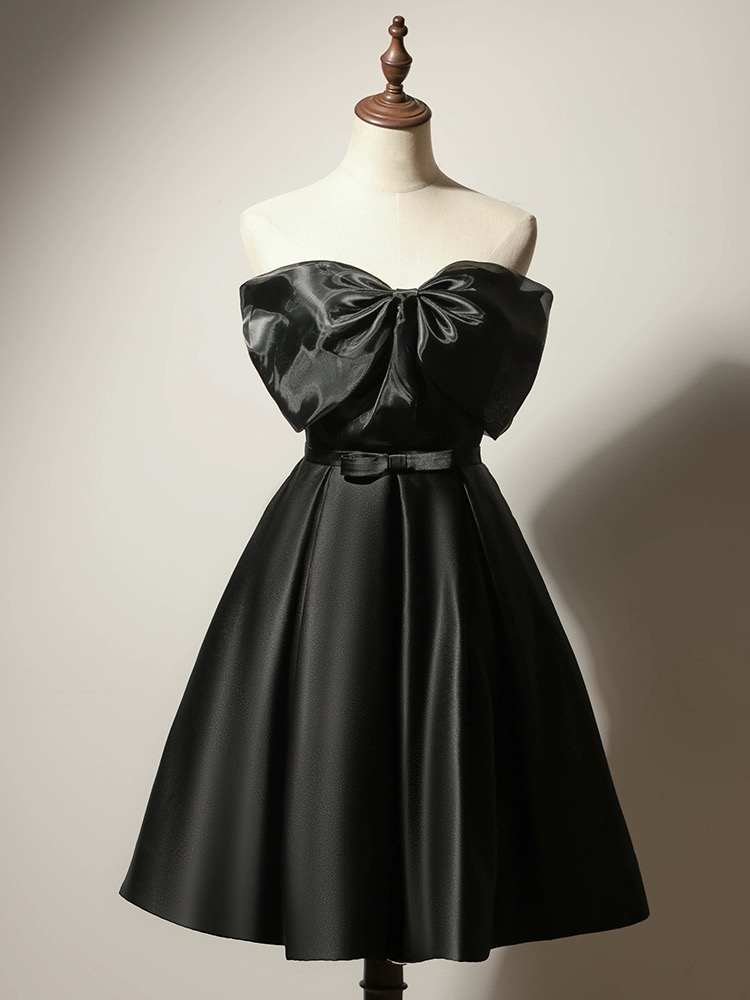 Strapless Homecoming Dress, Tulle Short Prom Dress,little Black Dress