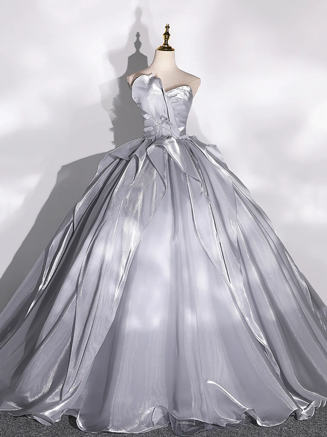 Gray Strapless Tulle Long Ball Gown, A-line Evening Dress Formal Dress on Luulla Gray Strapless Tulle Long Ball Gown, A-line Evening Dress Formal Dress on Luulla