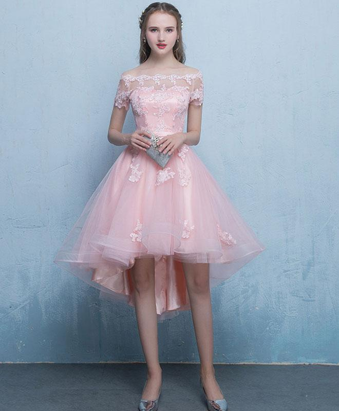 Lace Homecoming Dress Tulle Short Prom Dress,high Low Evening Dress