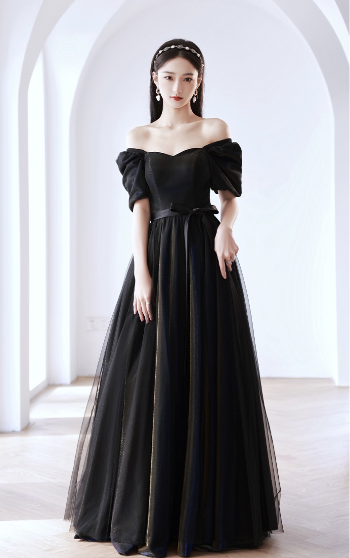 Plus Size Elegant Party Evening Dress, Black Formal Dress