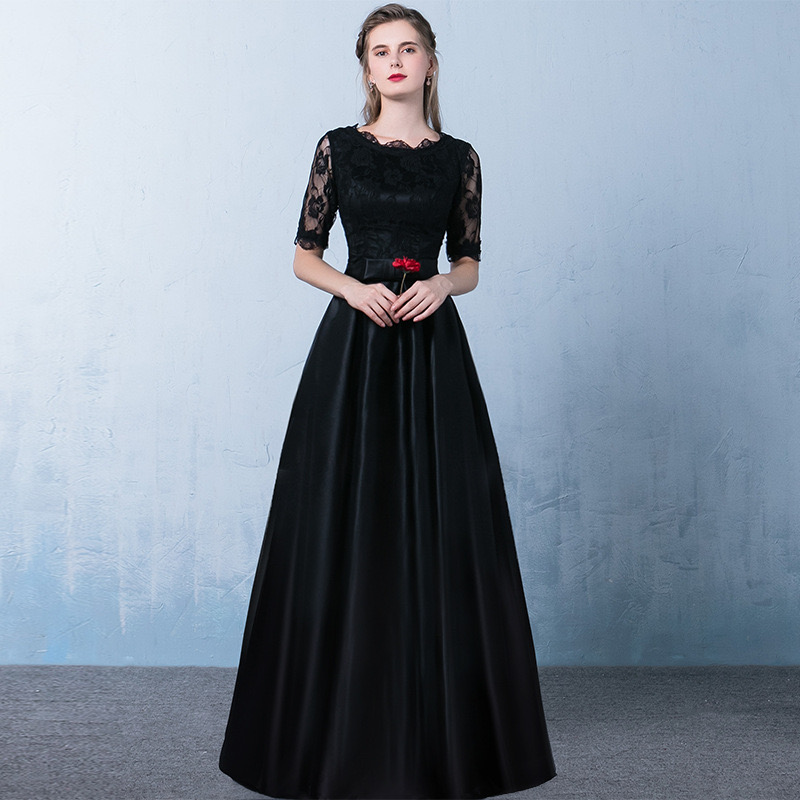 Black Prom Dress, Elegant Wedding Guest Dress, Formal Party Dress