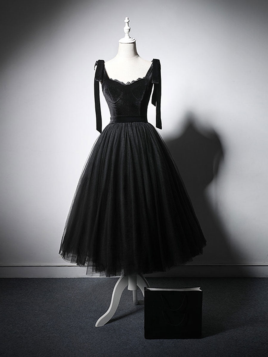 Black Tulle And Velvet Graduation Dress Short Prom Dress Formal Dress
