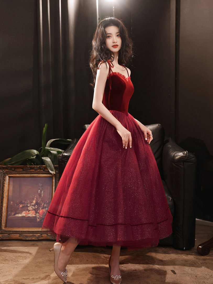 Burgundy Sweetheart Tulle Short Prom Dress Formal Homecoming Dress