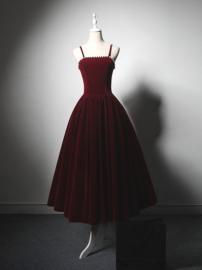 Black/red Velvet Graduation Dress Short Prom Dress Chic Formal Dress