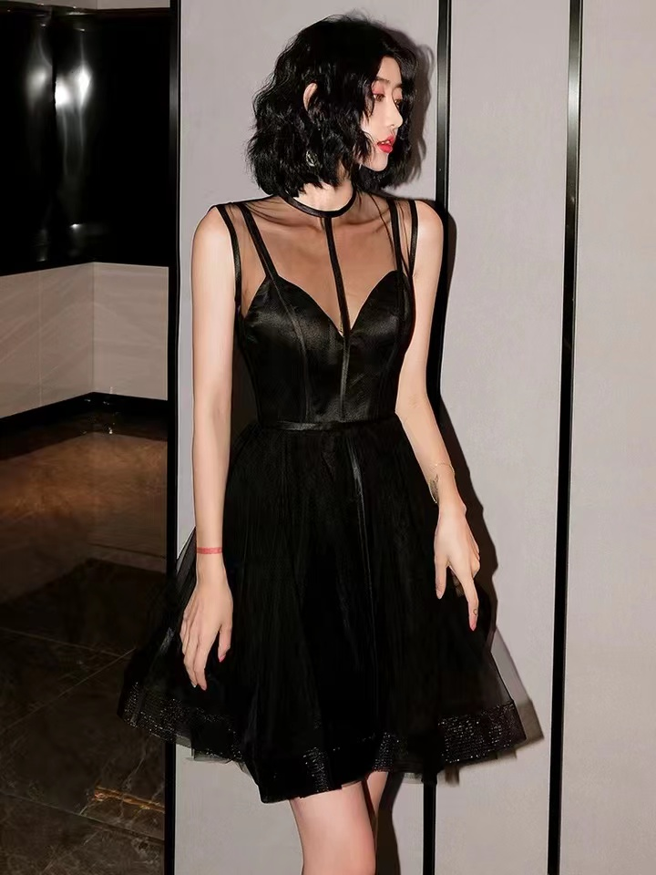 Black Tulle Short Homecoming Dresses, Sexy Party Dress